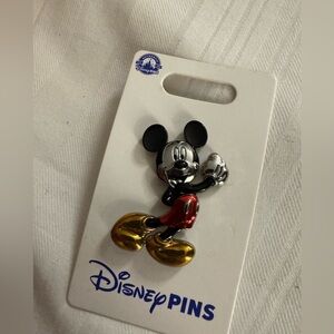 Disney Mickey Mouse Pin with Gold and Red Accents